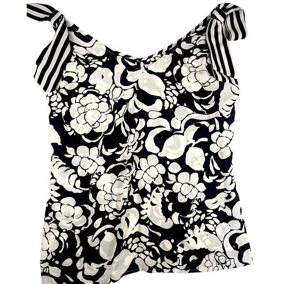 CAbi Tank Women's Sleeveless Blue White Floral Shoulder Tie Flowy‎ Size Medium - Picture 2 of 6